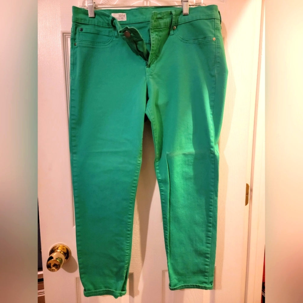 Gap green skinny jeans, size 14